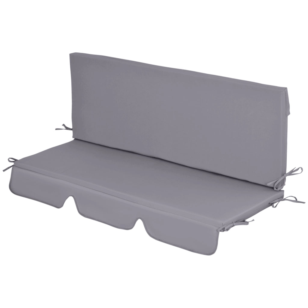 Set 2 Pezzi Cuscini per Dondolo da Giardino 3 Posti con Lacci Grigio Confortevoli e Resistenti 130x45x5 cm