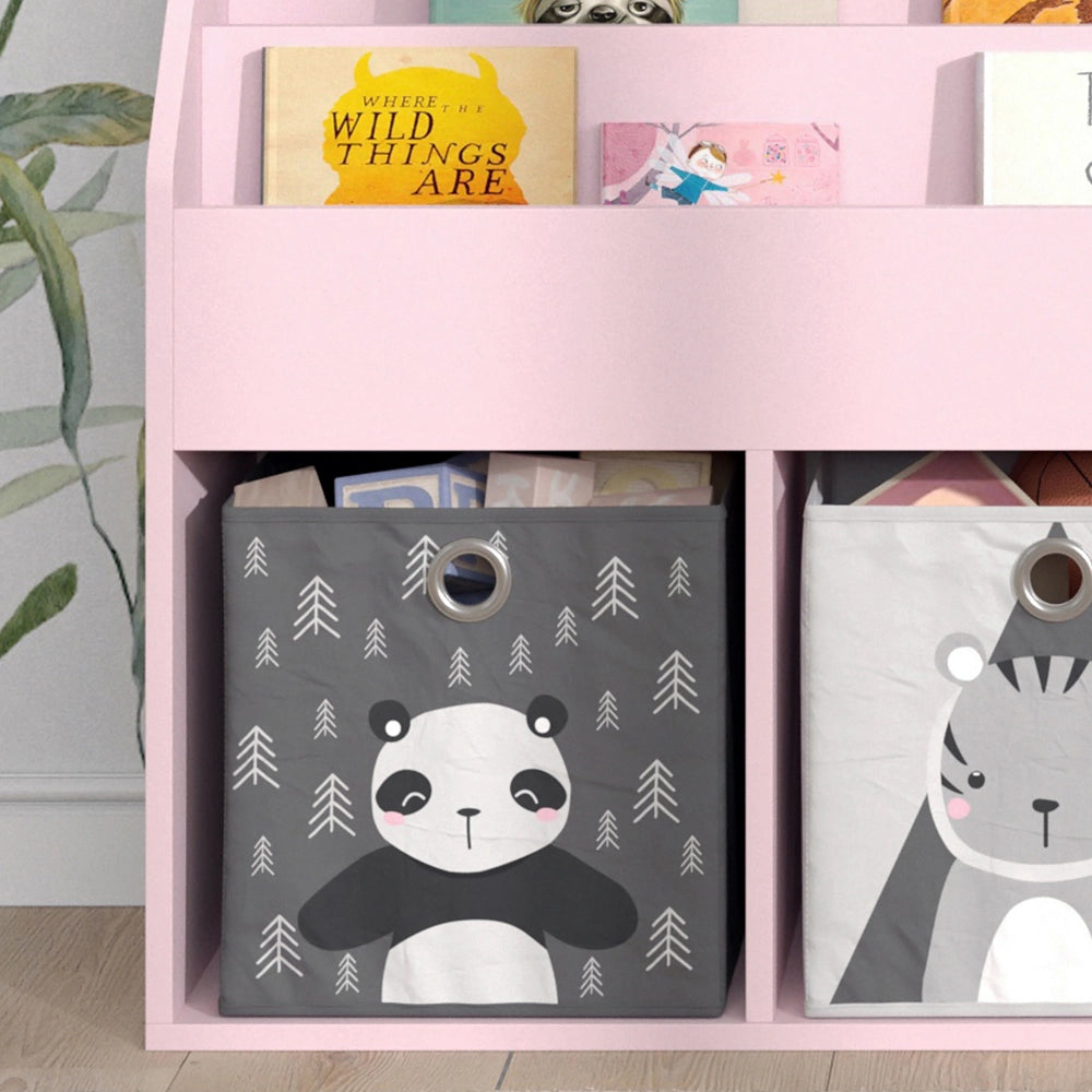 Vicco Libreria bambini rosa 72 x 79 cm con 2 scatole pieghevoli (panda, tigre)