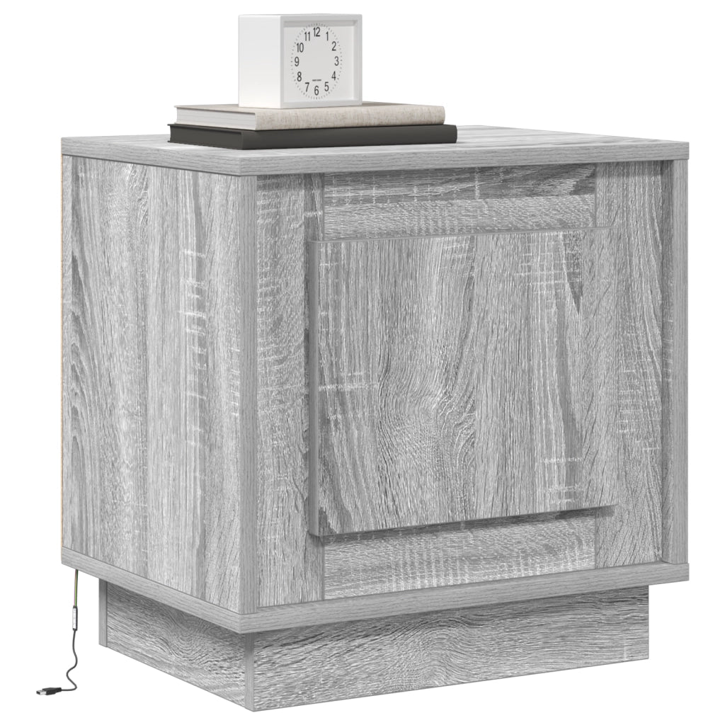 Comodino con luci LED Grigio Sonoma 44x34,5x45 cm