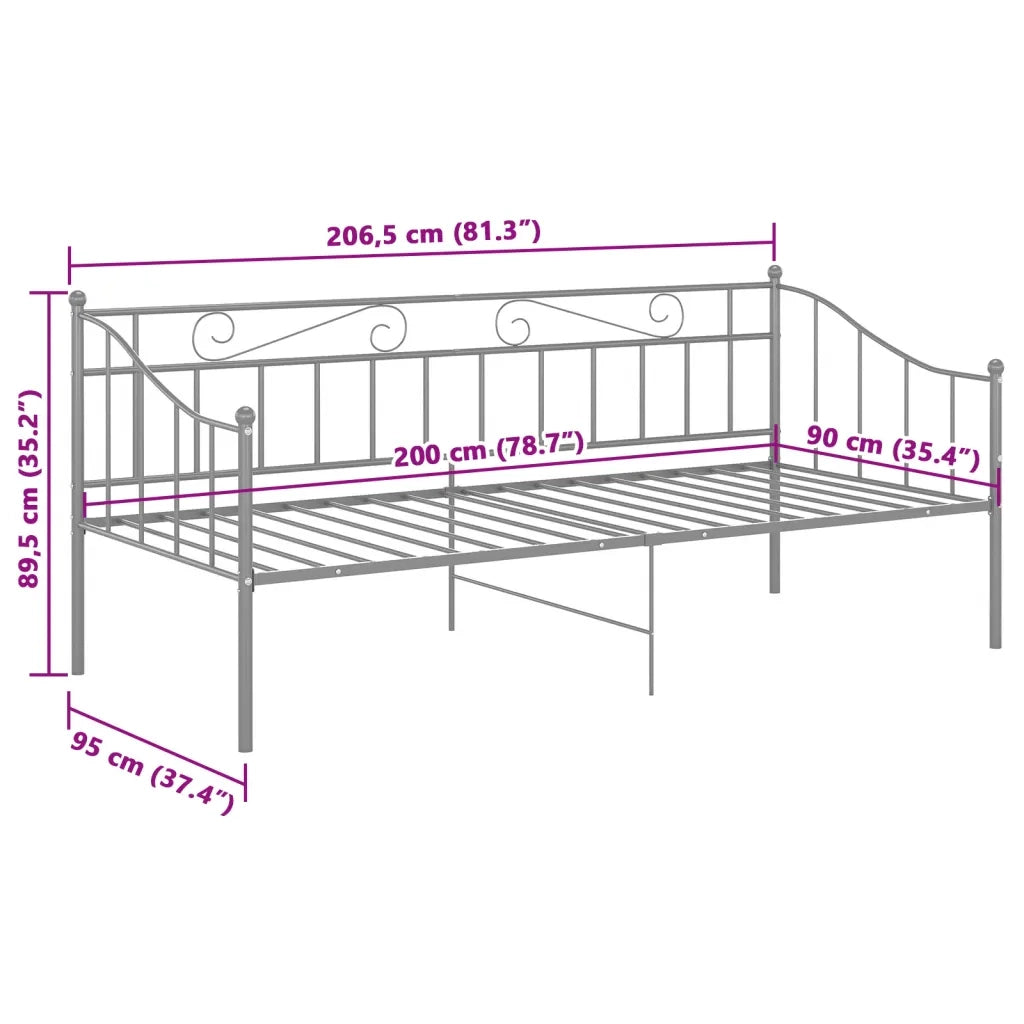 Telaio Divano Letto Grigio in Metallo 90x200 cm 324775