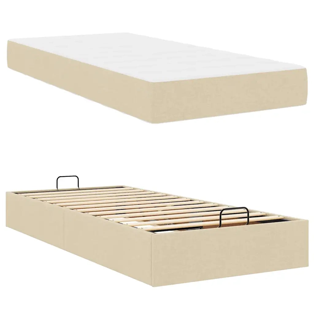 vidaXL Struttura del letto con materasso Crema 90 x 200 cm Tessuto