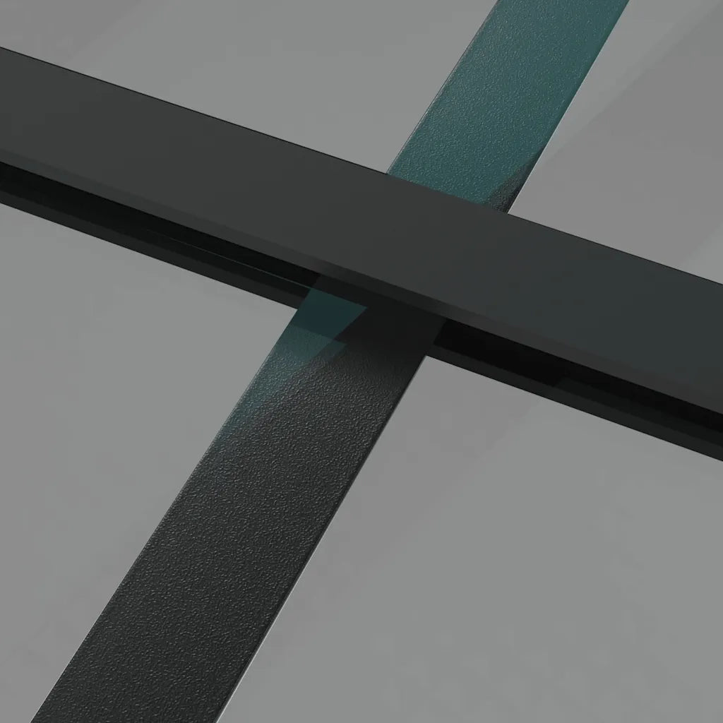 Porta Interna 102,5x201,5 cm Nera in Vetro ESG e Alluminio 350567