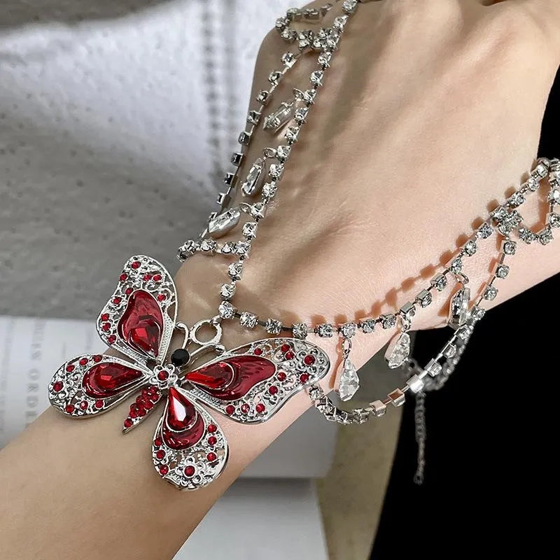 Collana con ciondolo a farfalla fatto a mano con diamanti, regalo di Natale o compleanno.