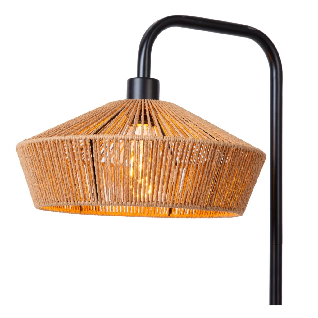 Lampada da terra YUNKAI in carta beige nera E27 Lucide