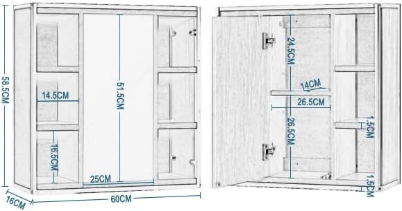 Set di mobili da bagno con armadietto a specchio in metallo + legno modello 11