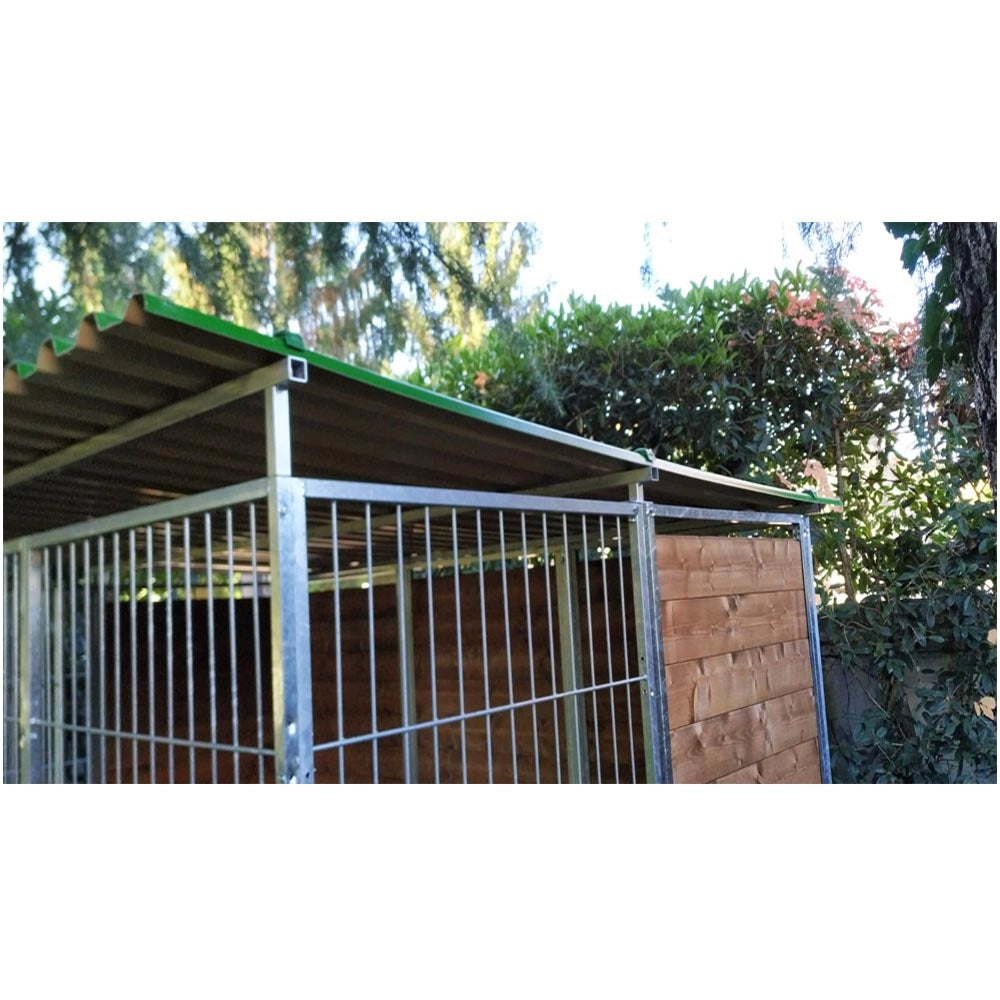 Recinto per cani 2x3 metri box modulare con copertura e retro in legno