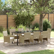 Set da Pranzo per Giardino con cuscino 9 pcs Beige polyrattan 3379743