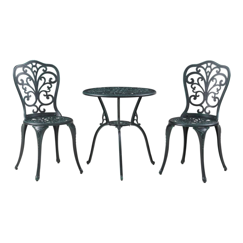 Set da bistrot da giardino grigio scuro con patina verde 03_0010680