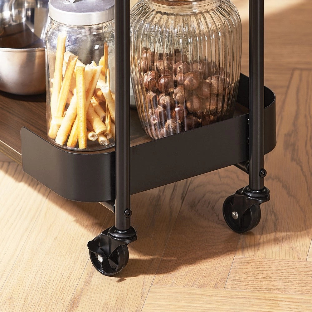 SoBuy Carrellino salvaspazio Carrello da portata a 3 ripiani Tavolino da divano Portata fino a 30 kg 50x32x86cm SVW23-SCH
