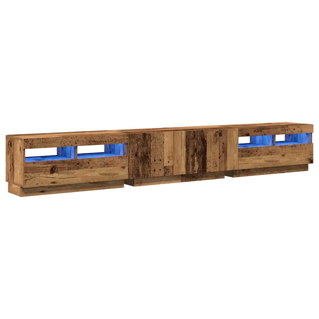 Mobile Porta TV con LED Legno Antico 260x35x40 cm Truciolato