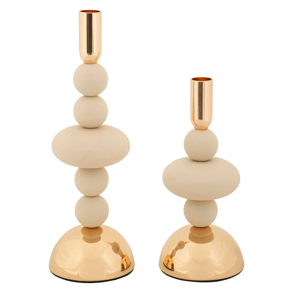Aldan, Portacandela set da 2, Bianco Crema