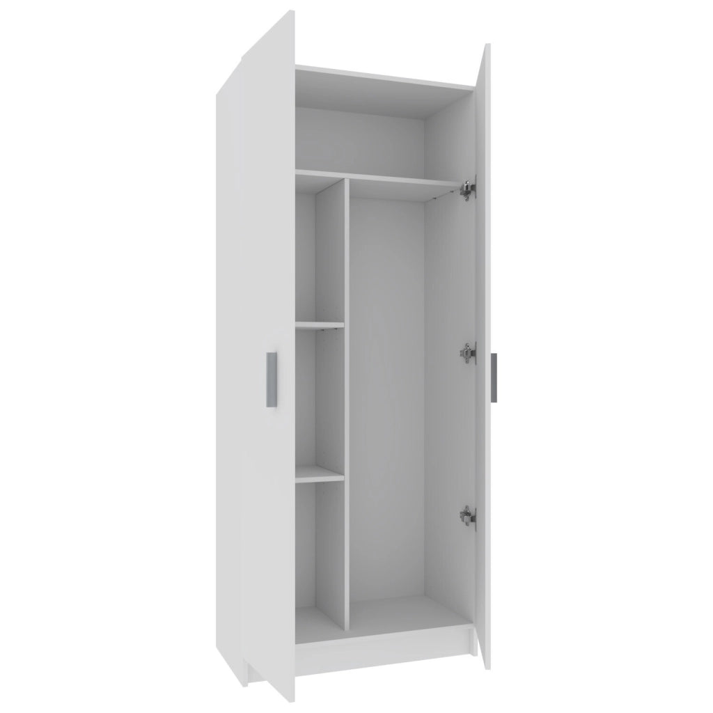 Armadio Armadietto Multiuso A Colonna Paige con 2 Ante e 5 Ripiani Ingresso Camera da Letto 73 x 180 x 37 cm Colore Bianco