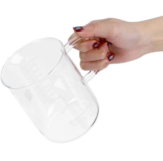 Caffettiera a Vapore 450 Ml - Bicchiere a Cheminea Resistente al Calore - Tazza per Caffè in Vetro Borosilicato - Con Manico - Sicuro e di Alta Qualità - Progettazione di Ultima Generazione - Bicchiere di Misura
