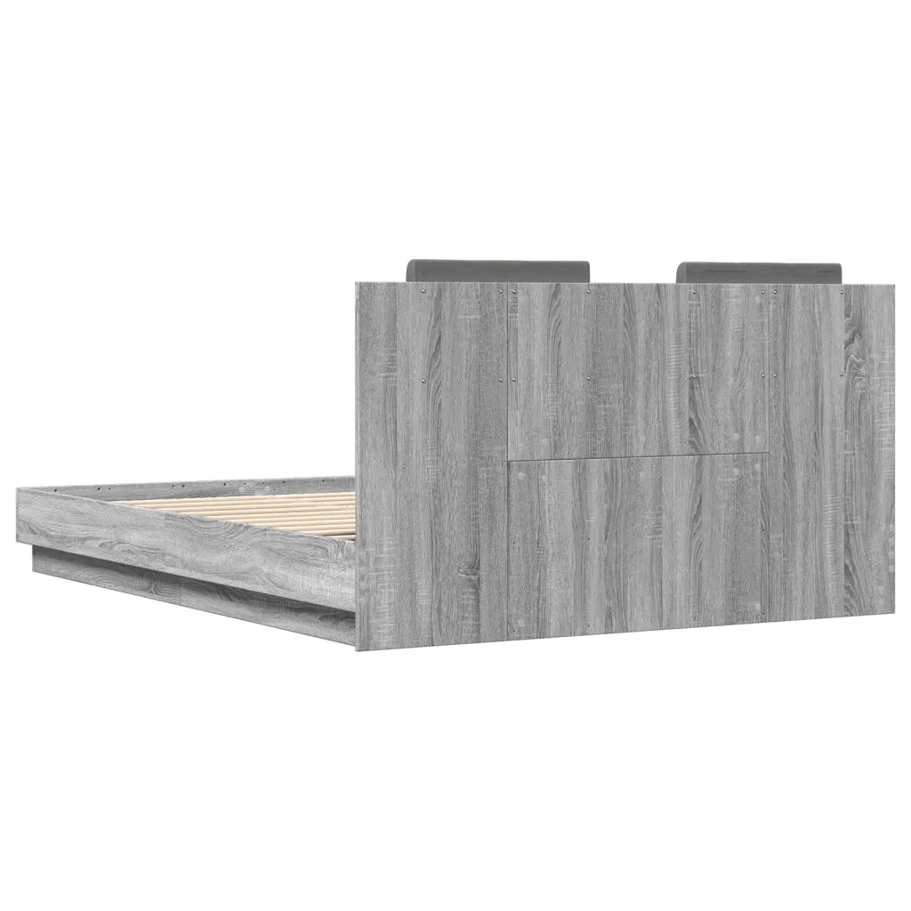 Giroletto con Testiera e LED-Struttura Letto con testiera Grigio Sonoma 120x200 cm 191503
