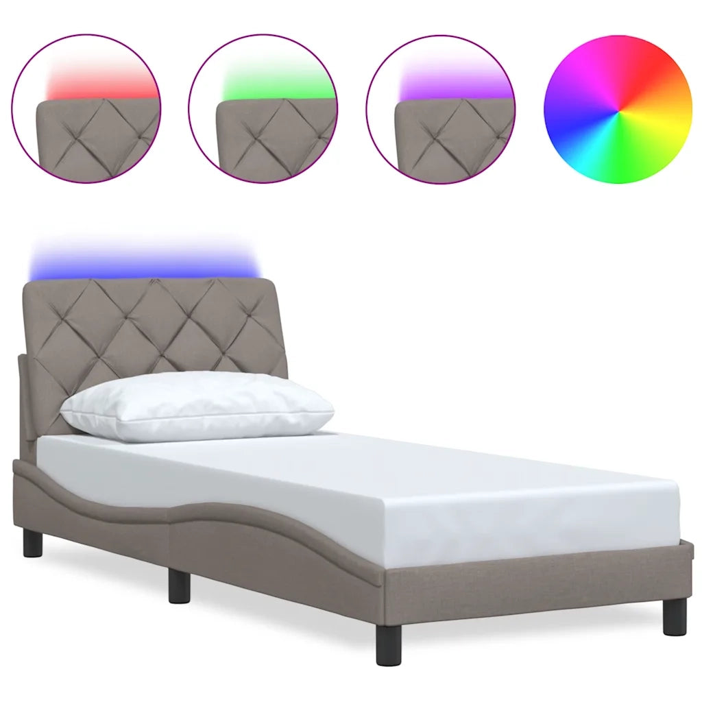 Giroletto con LED senza Materasso Tortora 90x200 cm Tessuto 3310647