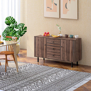 Credenza 2 Ante 3 Cassetti 127x40x76 cm in Legno e Truciolato Marrone e Nero