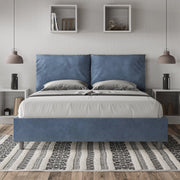 Letto imbottito Letto Matrimoniale alla Francese 150x190 cm Large - Con rete,Microfibra,Blu