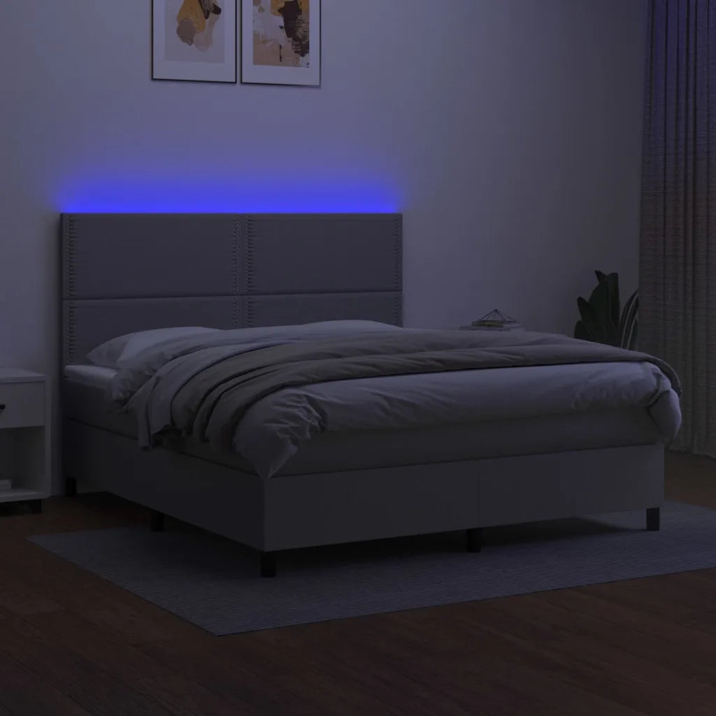 Letto a Molle Materasso e LED Grigio Chiaro 180x200 cm Tessuto 3134813