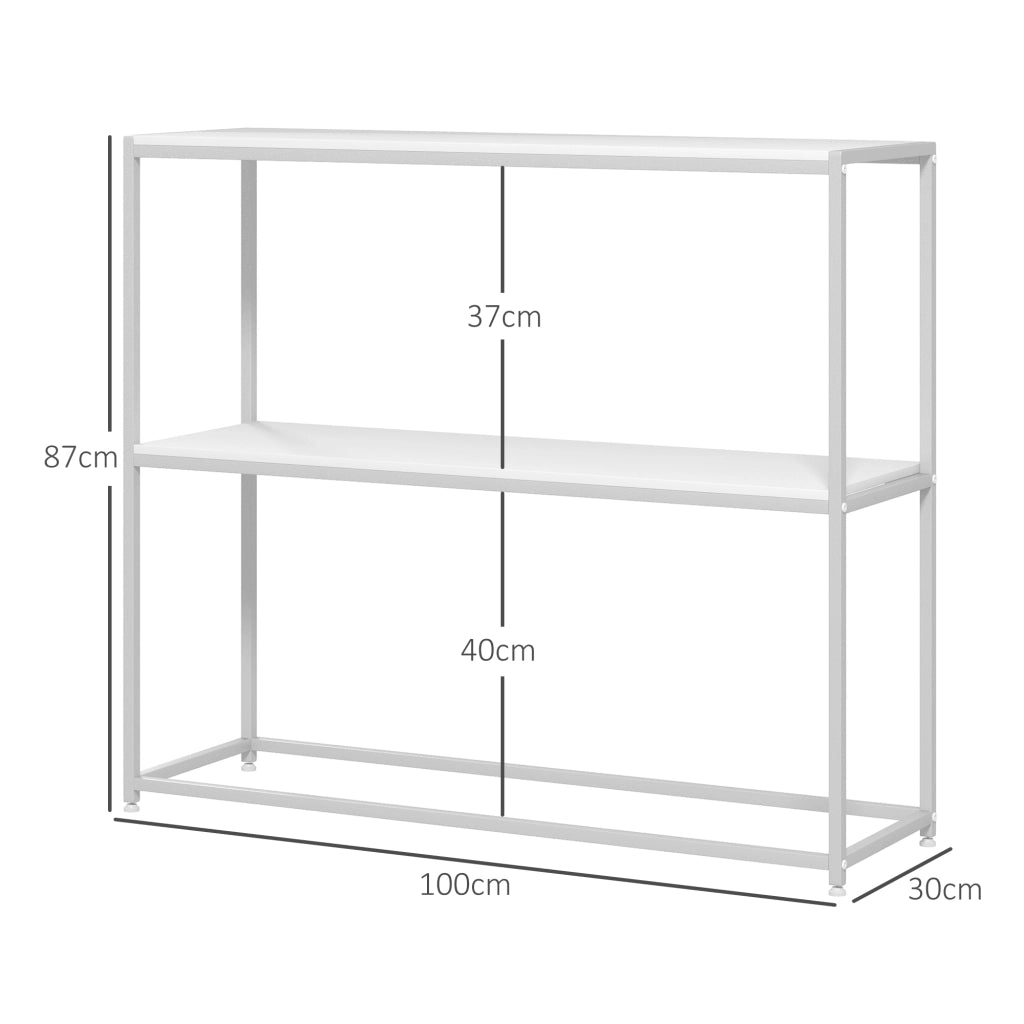 Tavolo Consolle da Ingresso ¨C zephmum ¨C Bianco, Acciaio e Truciolato, 100x30x87 cm