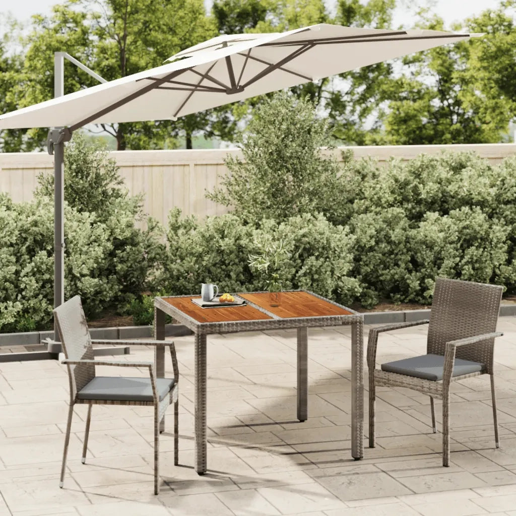 Set da Pranzo da Giardino 3 pz con Cuscini in Polyrattan Grigio 3184993