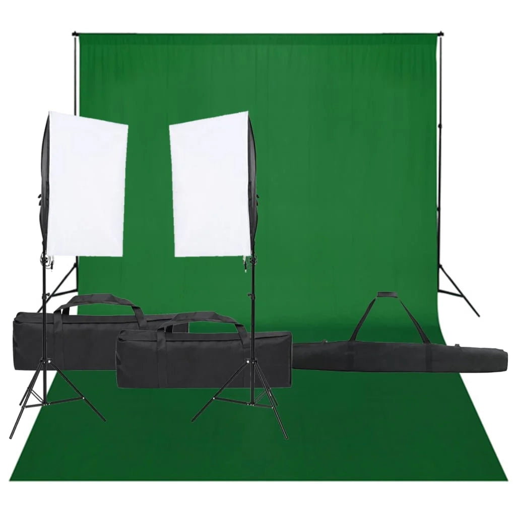 Kit per studio fotografico con illuminazione e fondale nero 02_0042411