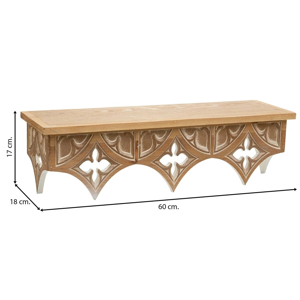 Scaffale in legno marrone 60x18x17h cm