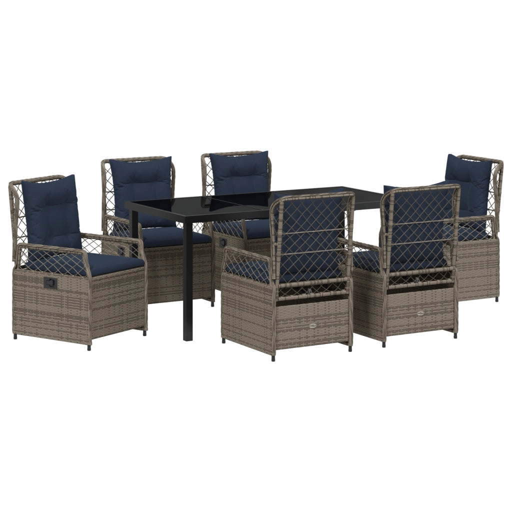 Set da Pranzo da Giardino 7 Pezzi Grigio Polyrattan