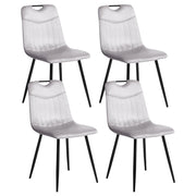 Set di 4 sedie da pranzo in velluto con gambe nere in ferro verniciato a polvere grigio chiaro stile moderno