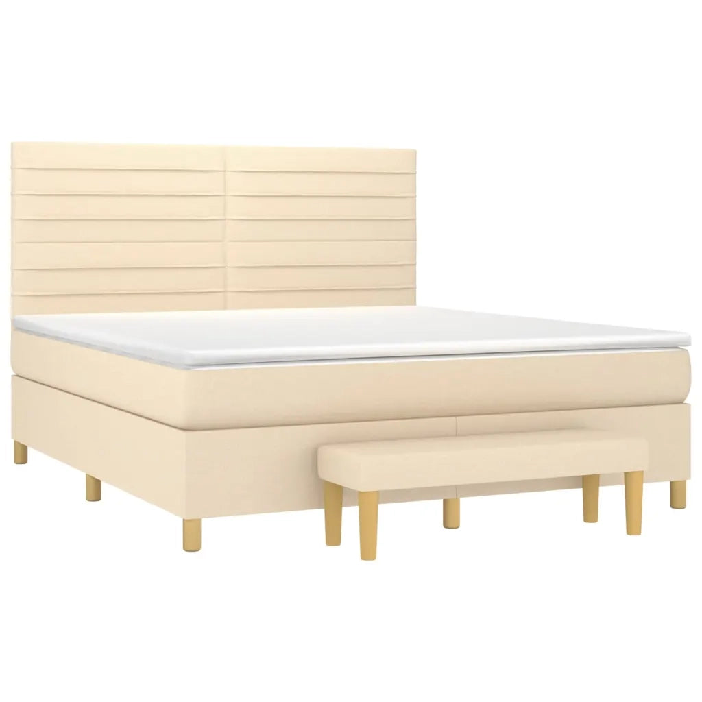 Giroletto a Molle con Materasso Crema 180x200 cm in Tessuto