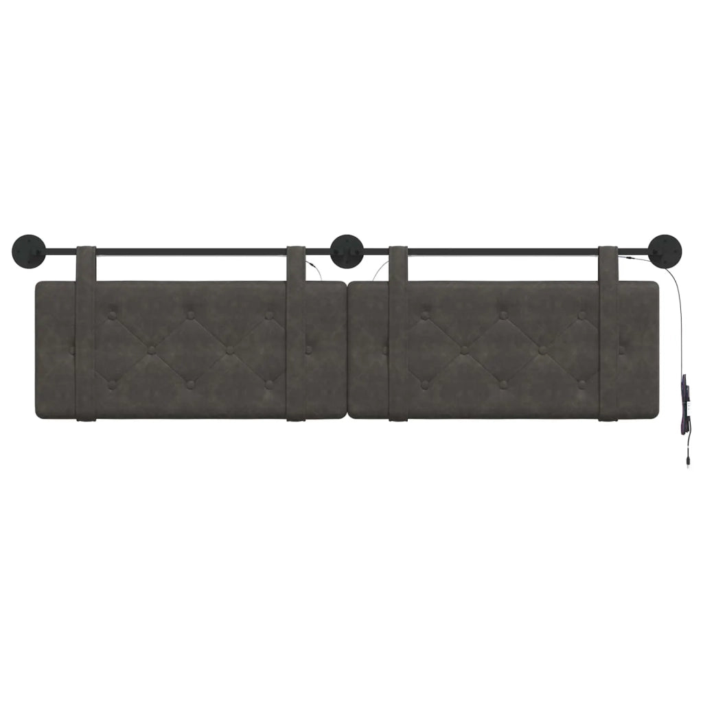 Testiera sospesa Con luce LED Nero PU Antico