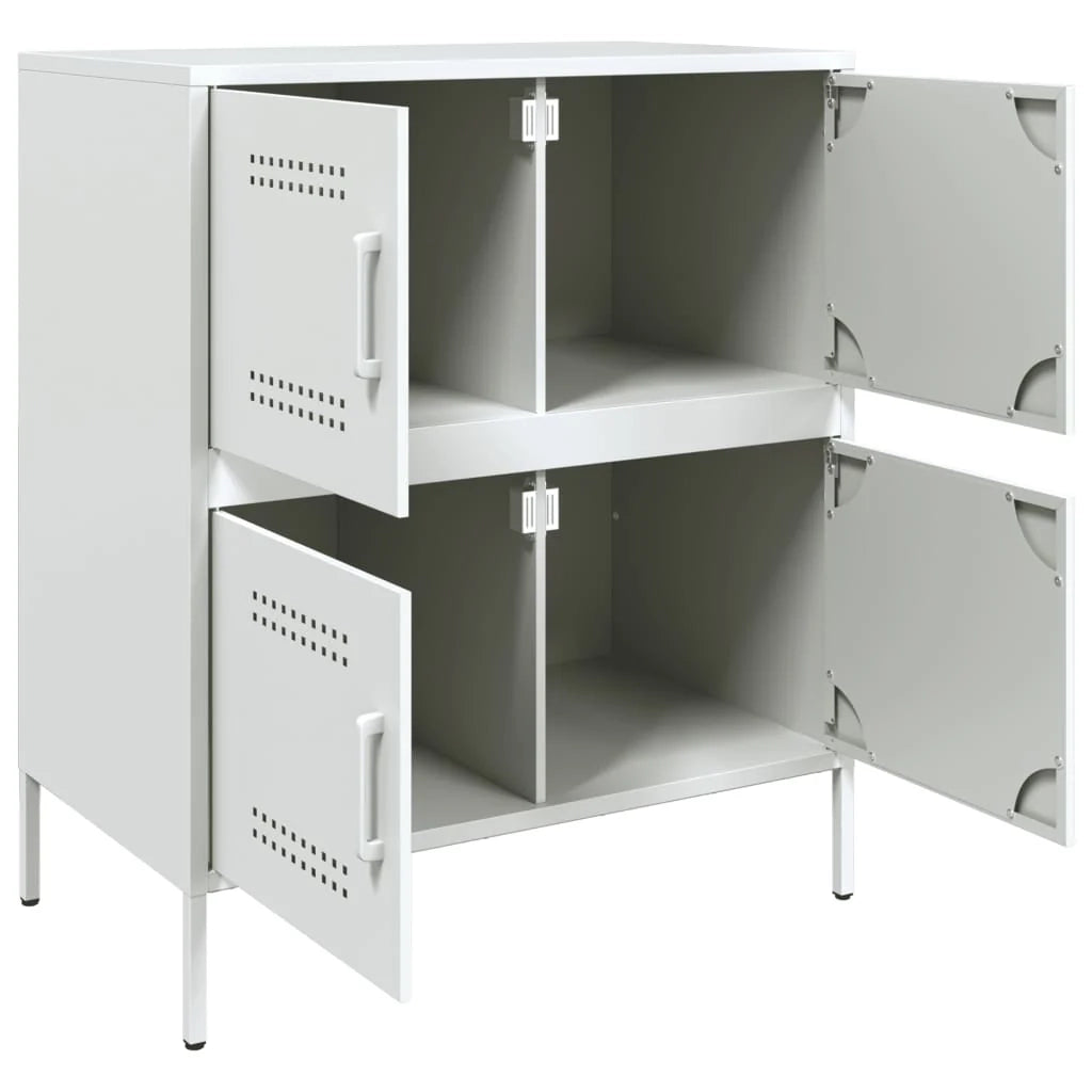 Buffet credenza cassettiera armadio mobile contenitore organizer per cucina soggiorno salotto 68 x 39 x 79 cm acciaio bianco 02_0030393