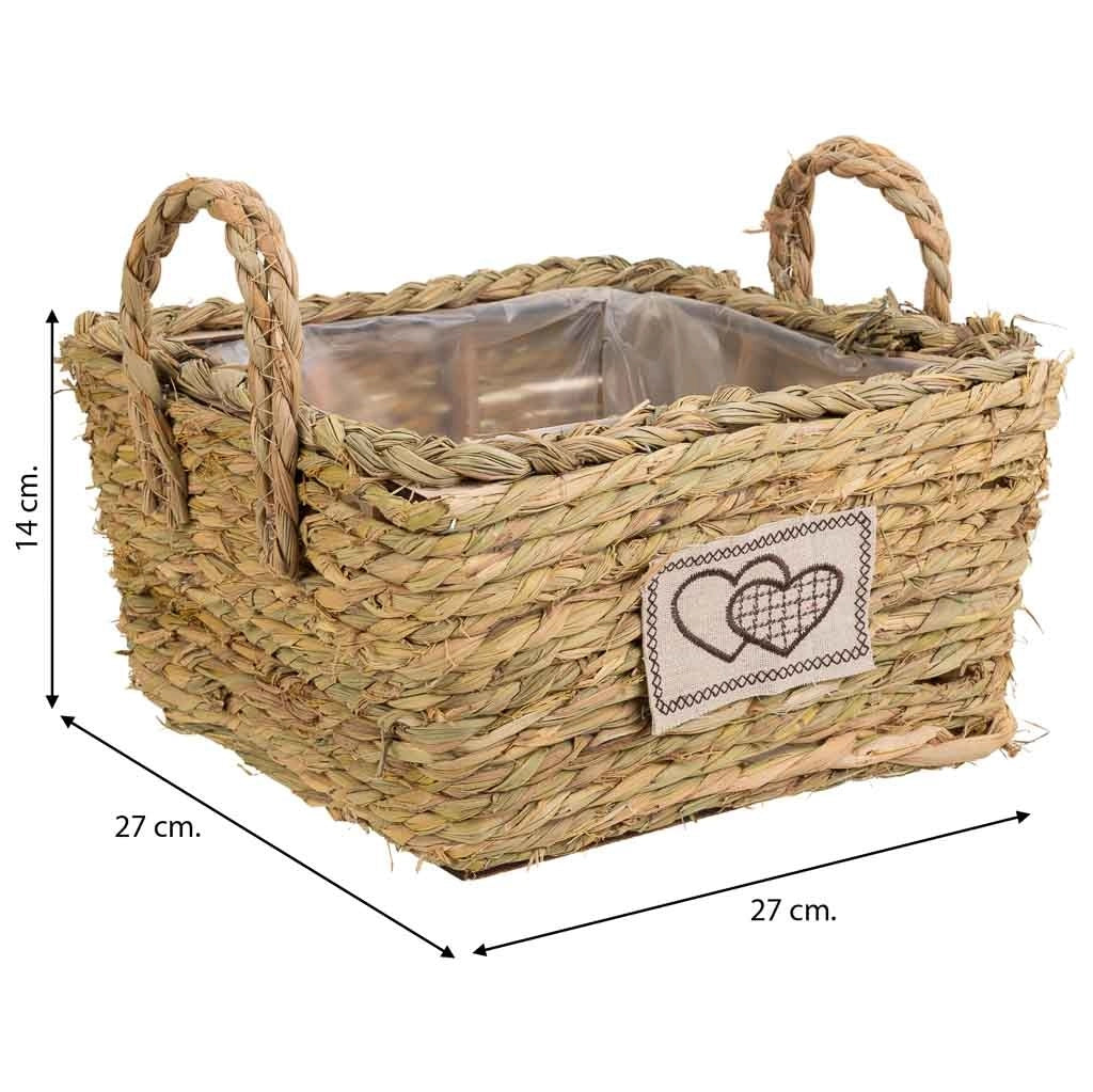 Cesto in corda intrecciata marrone 27x27x14h