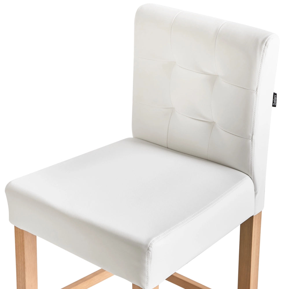 Set di 2 sgabelli da bar in ecopelle bianco sporco con schienale sala da pranzo cucina imbottita moderna