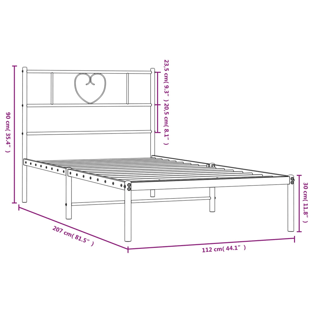 Giroletto con Testiera in Metallo Nero 107x203 cm