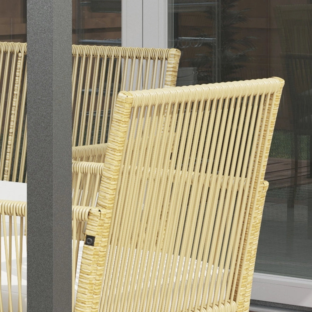 Set Salotto da Giardino in Rattan sintetico Tavolino 3 Poltrone con Divano con Cuscini Naturale