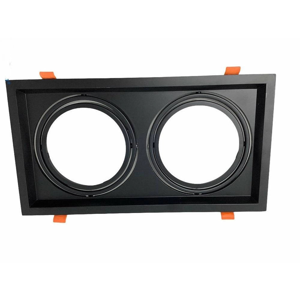 Trade Shop - Porta Faretto Incasso Doppio Faretto Ar111 Rettangolare Orientabile P-ar111-2 -