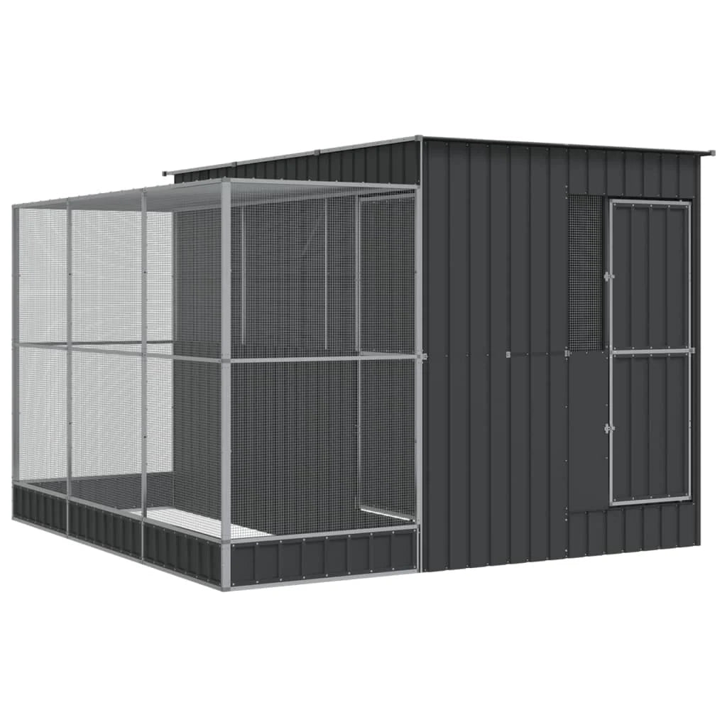 Voliera a gabbia con estensione in argento 290 x 303 x 216 cm acciaio argento 02_0045652