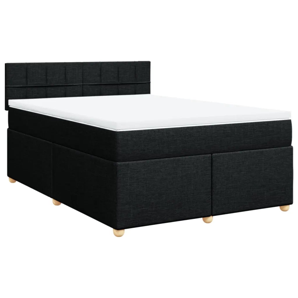 Giroletto a Molle con Materasso Nero 140x190 cm in Tessuto
