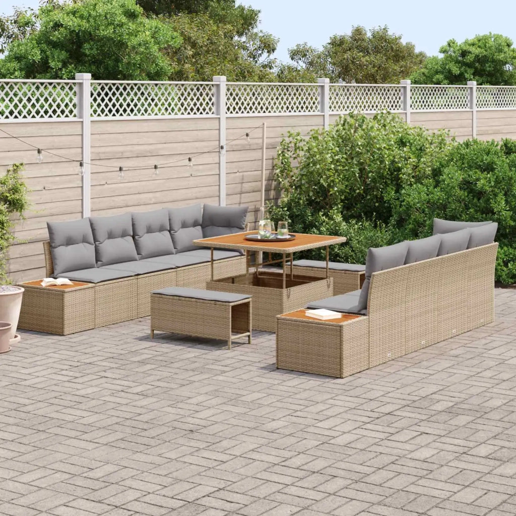 Set Divano da Giardino con cuscino 11 pcs Beige e Grigio Chiaro