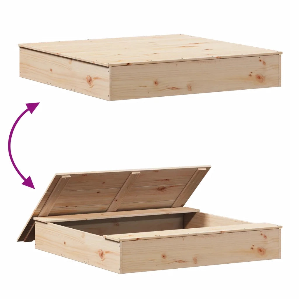 Sabbiera con Copertura 111x111x19,5 cm Legno Massello di Pino 832606