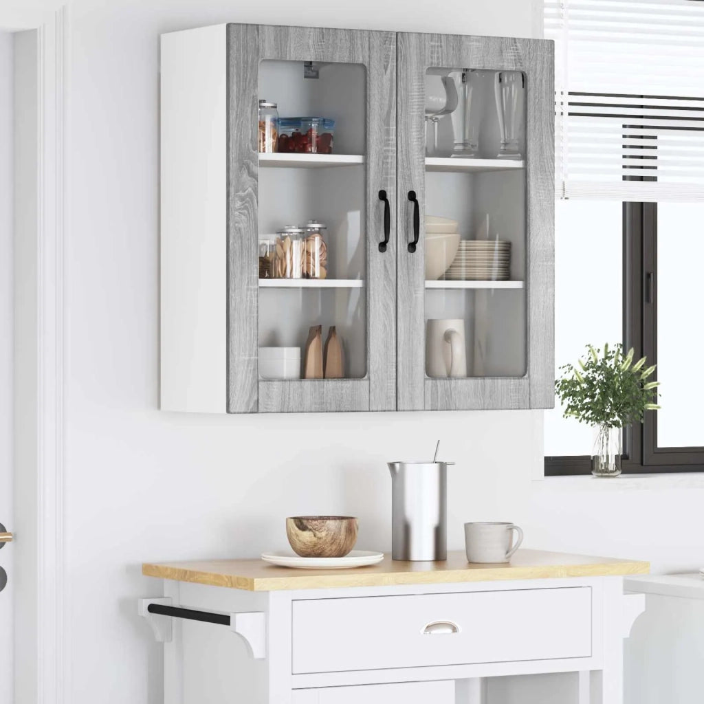 Mobile in vetro da parete LUCCA 2 pcs Grigio Sonoma