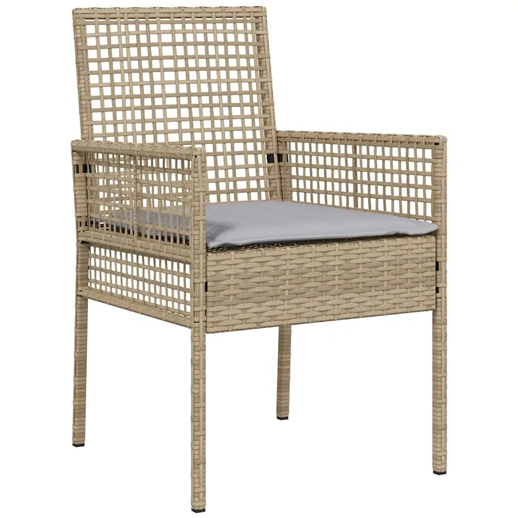 Set da Pranzo per Giardino con cuscino 7 pcs Beige polyrattan