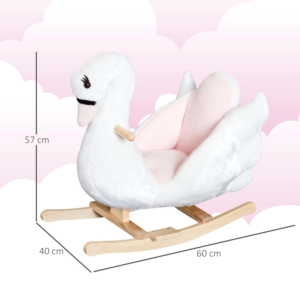 Cavallo a Dondolo per Bambini ¨C zephmum ¨C Legno e Metallo, Peluche, 60x32x55cm, Bianco