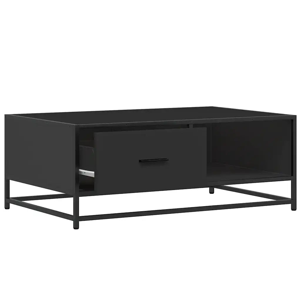 Tavolino salotto | Tavolino da caff¨¨ | Tavolino da Soggiorno Nero 90x57x35 cm in Truciolato e Metallo
