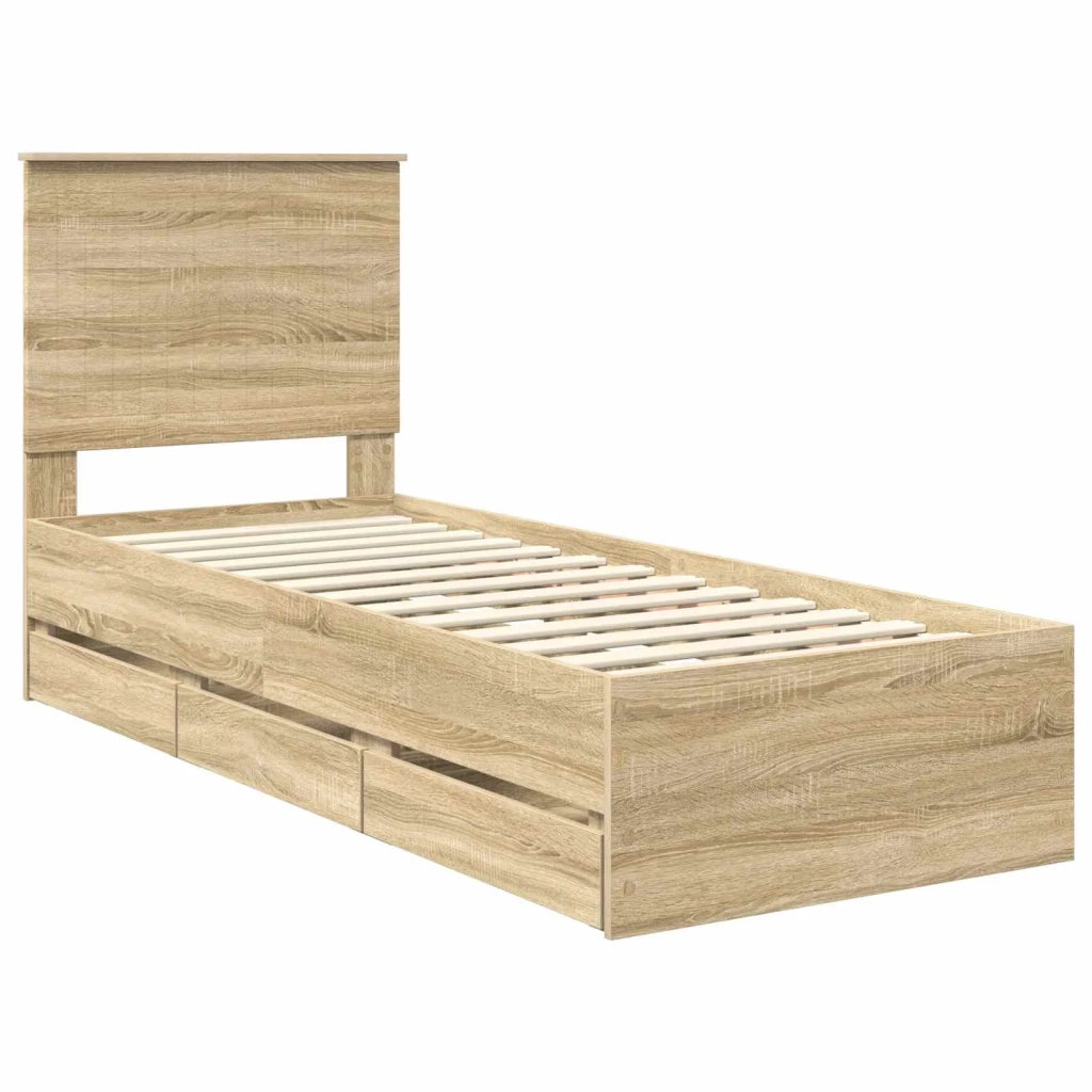 Struttura del letto con cassetto Rovere Sonoma 75 x 190 cm 3411168