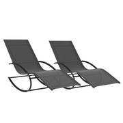 IDMarket - Set di 2 sedie a dondolo da giardino MALAWI in tela grigia e grigio antracite