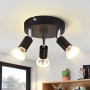 ZMH Faretto da soffitto neri 3 luci GU10 moderni rotondi orientabili 350° per cucina corridoio soggiorno senza lampadina