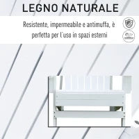 Sedia da Giardino Adirondack in Legno Bianco, Con Porta Bicchieri, Impermeabile e Anti-Muffa, 97x72.5x93cm