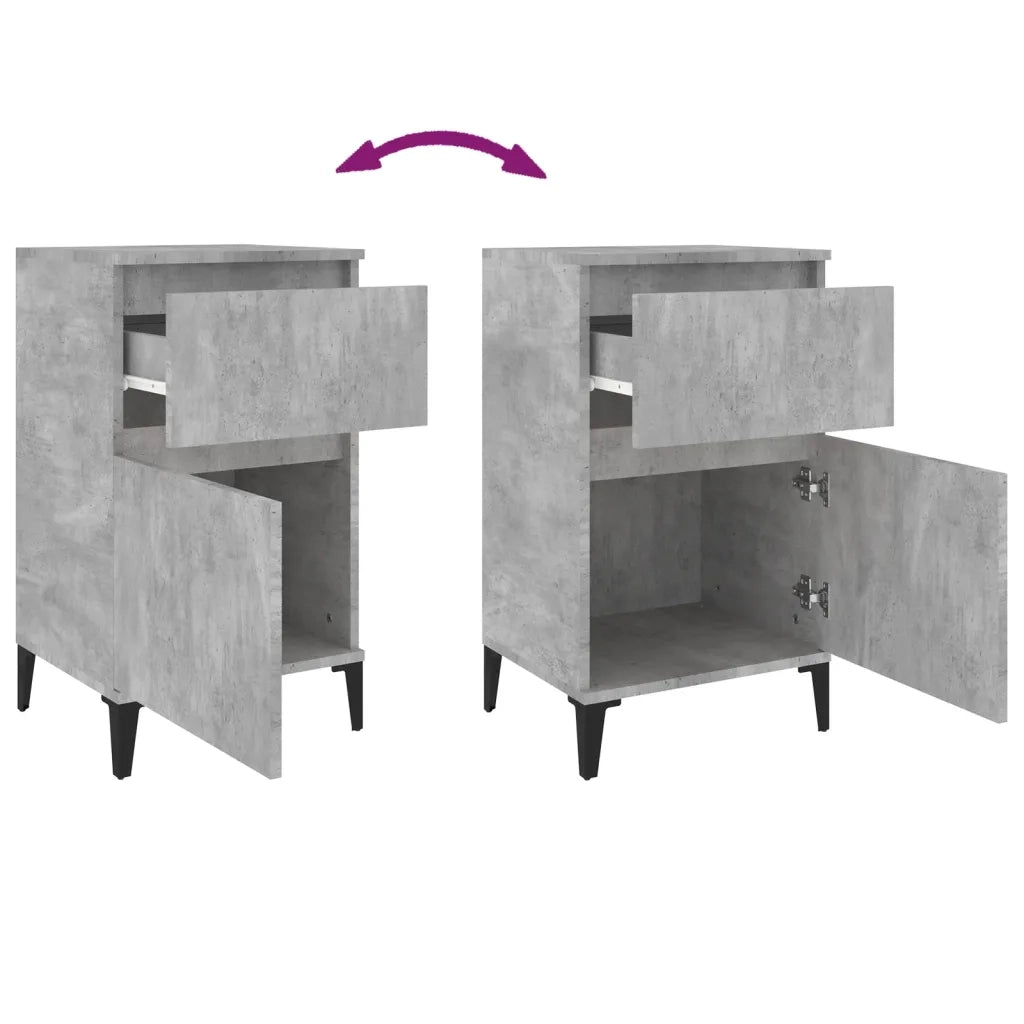 Comodini 2 pz-Set di 2 Tavolino da notte Grigio Cemento 40x35x70 cm 549305