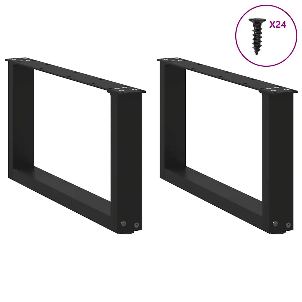 Gambe per Tavolino da Caff¨¨ a Forma di U 2 pz-Set di 2 Gamba per Tavolo Nere 60x(30-31) cm Acciaio 752336